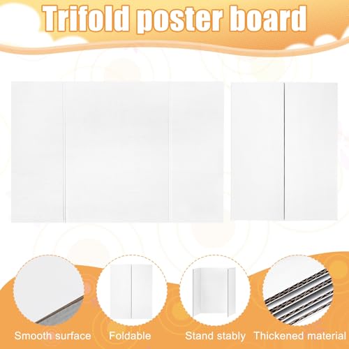 2 Pack Small Trifold Poster Board 26" x 17", White Corrugated Project Boards for Science Fairs, School Projects and Event Displays