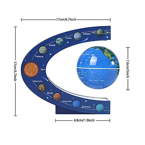 Floating globe, Magnetic Levitating Geographic Globes with LED Lights, Desk Spinning Rotating Globes for Kids, Men and Family (Blue)