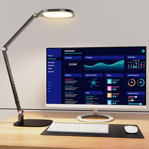 LitONES Black LED Desk Lamp with Webcam Light, Adjustable Edge-Lit Office Lighting