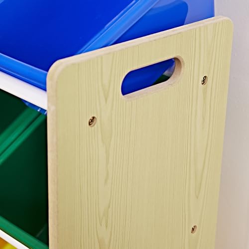 ECR4Kids 4-Tier Organizer with 16 Bins, Toy Storage, Natural/Primary