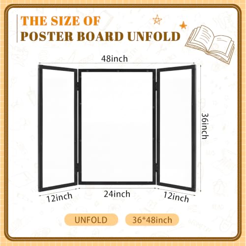 Feifeiya 48x36 Inch White-Black Trifold Display Board with Felt & Magnetic Surfaces