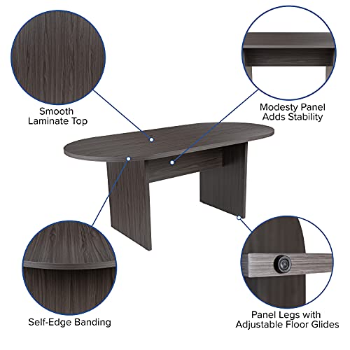 Rustic Gray 5-Piece Conference Table Set with 4 LeatherSoft Executive Chairs