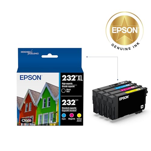 Epson 4-Pack High Capacity Black & Color Ink Cartridges T232XL-BCS for Workforce & Expression Printers