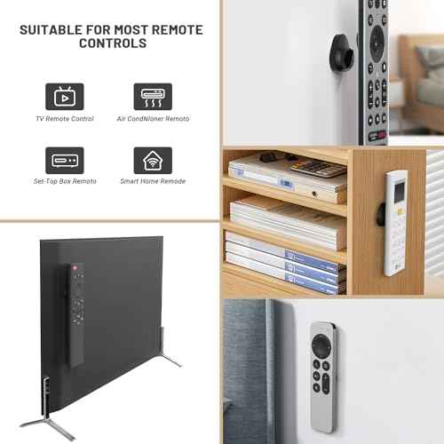 JUMEIHUI 6 Pack Magnetic Remote Control Holder Wall Mount,Convenient and Stylish TV Remote Organizer for Home Office School Supply Storage,No Drilling, Strong Magnet (Black)