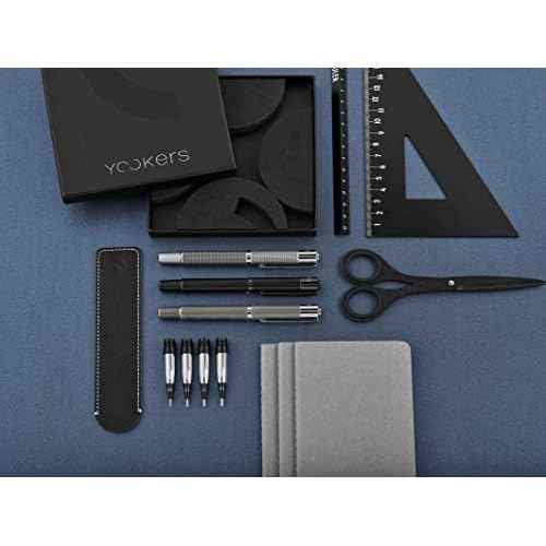 Yookers Metis Refillable Fibre Pen in Satin Chrome Black Grid 1.0mm Tip
