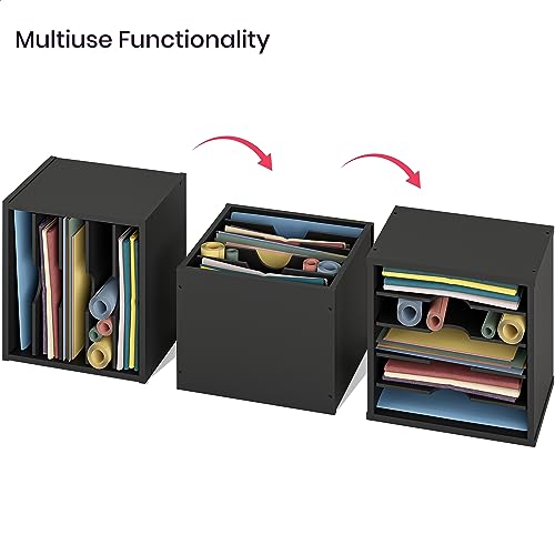 Black 5-Tier Wooden Desk File Organizer with Adjustable Shelves – Ballucci