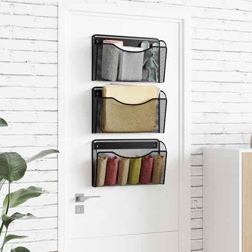 Wall File Organizer,Hanging Wall Mounted File Folder Binder Holder Mail Organizer for Office,Home and School Supplies