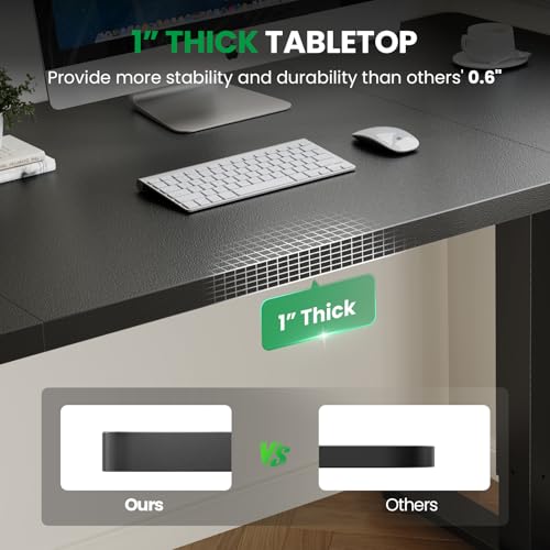 DeskShow Black 60x28 Inch Electric Standing Desk with 1 Inch Thick Top & Memory Height