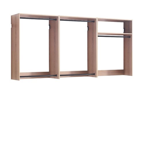 Klair Living Devi Series 31.594.5in. W Oak Modular Closet System Wall Mount Double Hanging Rods 1-Shelf Wood Closet System