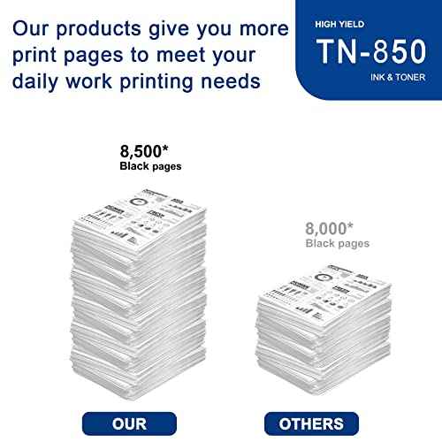 1 Pack TN850 TN-850 High Yield Black Toner Cartridge Compatible TN850 Replacement for Brother DCP-L5500DN L5600DN MFC-L6700DW L6750DW L5700DW L5800DW L5900DW L6800DW HL-L6200DW/DWT L6250DW Printer