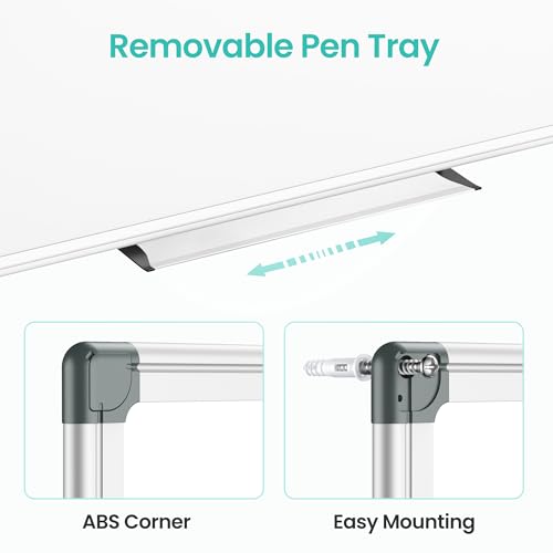 VUSIGN Magnetic Dry Erase Board for Wall, 36" x 24" Hanging Whiteboard for Office, School, Home, Includes Eraser, Markers, Magnets, Pen Tray, Silver Aluminum Frame White Board