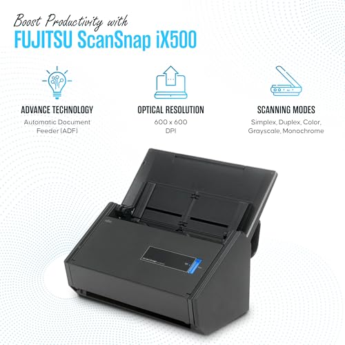 Fujitsu ScanSnap IX500 Duplex Document & Receipt Scanner USB 3.0 for Mac/PC