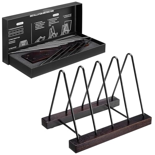 Big Fudge Vinyl Acacia Wood Record Storage - LP Holder with Scratch-Resistant Base - Album Collection Display Stand - Easy-Assemble Organizer Rack for Records - Holds 30-40 LPs