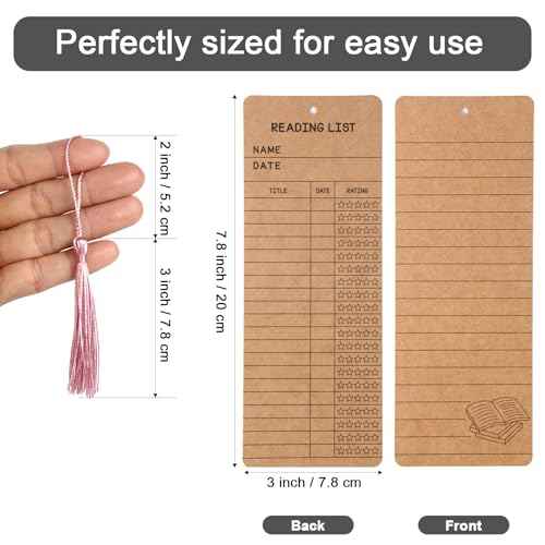 50 pcs Reading List Bookmarks with 50 Bookmark Tassels ? 3x8 Inch Book Tracker and Reading Log Bulk Bookmarks for Book Lovers, Students, Teachers ? Graduation Gifts, Back-to-School Supplies (Brown)