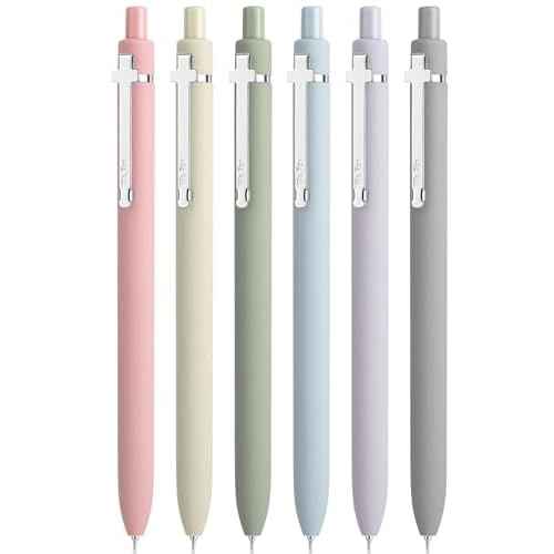 Mr. Pen- Bible Journaling Pens, 6 Pack, 0.5 mm Black Ink, Retractable Gel Pens for Journaling, Morandi Barrel with Silver Cross Clip, Smooth Writing Aesthetic Pens for Women