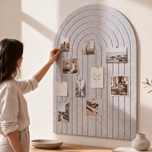 Beige Large Arched Felt Bulletin Board - Cork Board Alternative for Office & Home