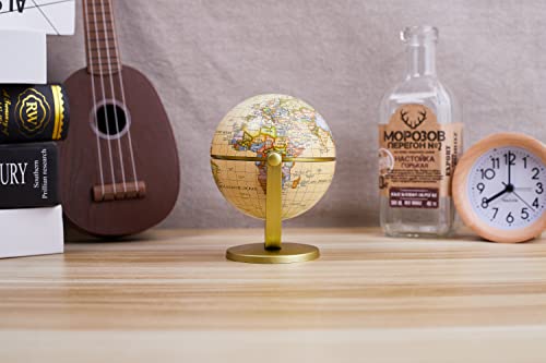 Brown Mini Antique Globe 4-inch Desktop World Globe for Education & Decor
