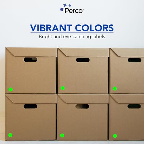 Perco Neon Green 1-Inch Circle Dot Sticker Roll - 1,000 Labels, Easy Tear, Strong Adhesive, USA Made
