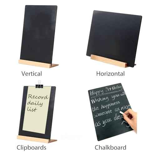 NEWNEWSHOW 8.7x12 Inch Tabletop Chalkboard with Wood Holder 1 Pack