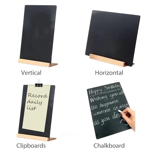 2 Pack 8.7x12 Inch Desktop Chalkboards with Wooden Holders - Versatile Message Signs