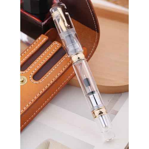 Majohn C5 Vacuum Fountain Pen Medium Nib, Large Capacity Transparent Acrylic Writing Gift Pen
