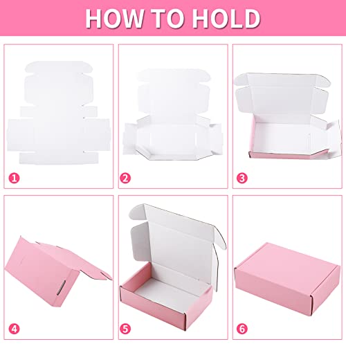 Spakon 50 Packs Shipping Boxes Cardboard Corrugated Mailer Packaging Boxes for Small Business Cute Small Box Cardboard Carton Box Mailers for Packaging Product(Pink,9 x 6 x 2.36 Inches)
