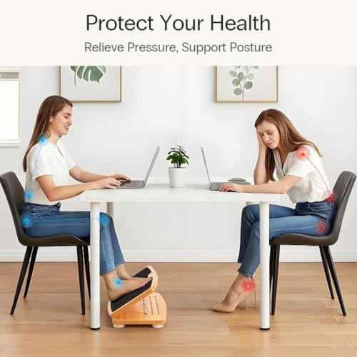 StrongTek Adjustable Wooden Foot Rest for Under Desk, Ergonomic Office Footstool with 3 Height Levels, Improves Posture & Leg Circulation, Comfortable Foot Support for Work & Home