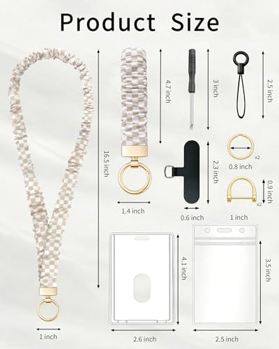 Dusty Pink & White Scrunchie Lanyard with ID Holder for Teachers & Office Staff