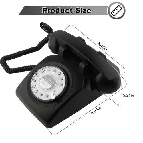 Sangyn Retro Rotary Dial Phone 1960s Style Vintage Telephone Old-Fashioned Desk Landline Phones with Mechanical Ringer for Home Office