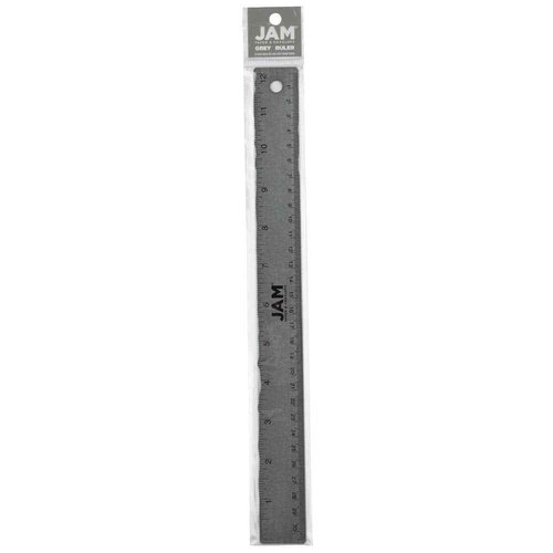 JAM PAPER Strong Aluminum Bulk Rulers - 12 Inch - Metal Ruler with Non-Skid Cork Backing - Grey Metallic - 12/Pack