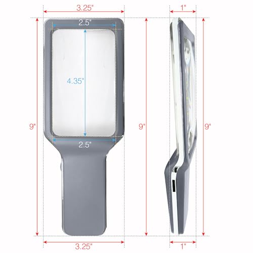 MAGNIPROS Patented 6X Large Magnifying Glass with 3 Color Light Modes | Anti-Glare Lens & Stepless Dimmable LEDs | Perfect for Reading & Inspection - Ideal for Seniors & Low Vision