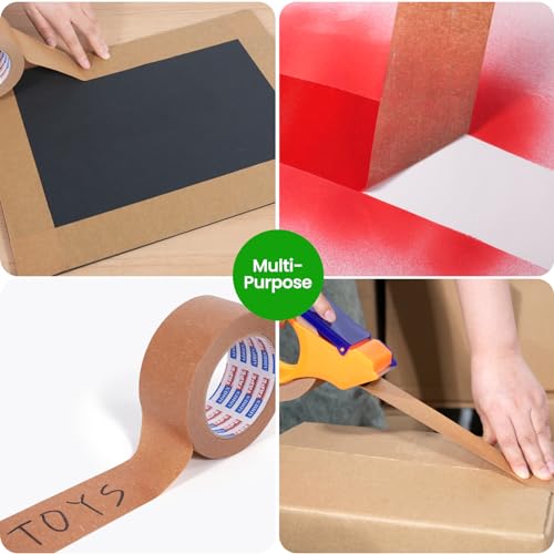 ADHES Heavy Duty Kraft Paper Packing Tape - Eco-Friendly, 3 Pack