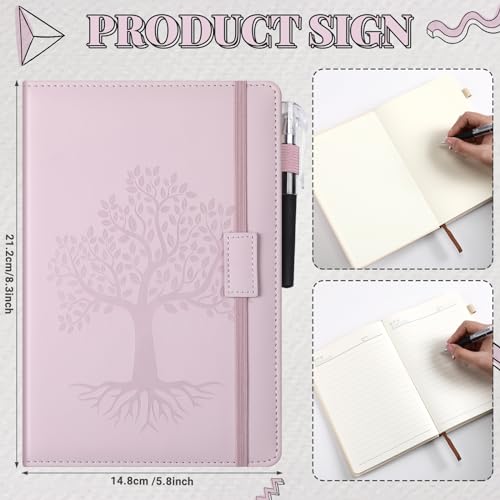 Estune 10 Pack Lined Journal Notebook A5 Tree of Life Hardcover Leather Journal with 10 Pen, College Ruled Notebook for Travel, Business, Work, Office, School Note Taking Diary(Soft Color)