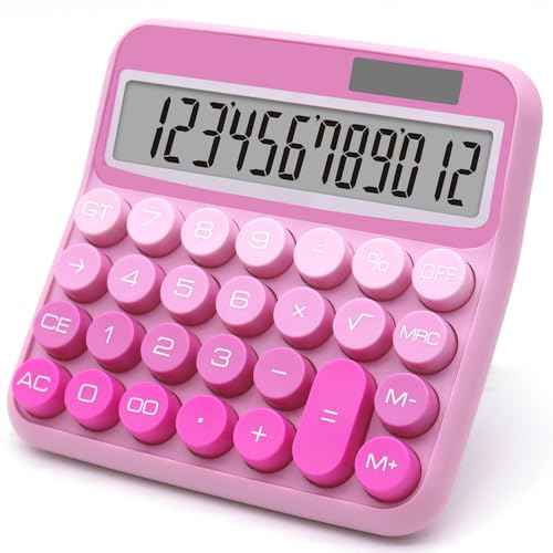 Gradient Pink Calculator, Big Button Calculator with Large LCD Display, Hot Pink Office Desk Accessory for Offices, Schools, Homes and Businesses