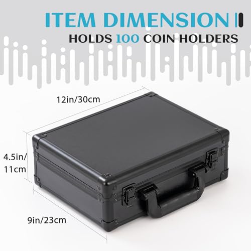 Metal Coin Case Contains 40 Pcs Clear Plastic Coin Capsules, up to 46mm Coin Collection American Silver Eagle Liberty Coin &JFK Half Dollar &Bitcoin |