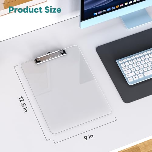 Juvealoe A4 Plastic Clipboard 8.5 x 11 Clear Clip Board 2 Pack - Clear / 2