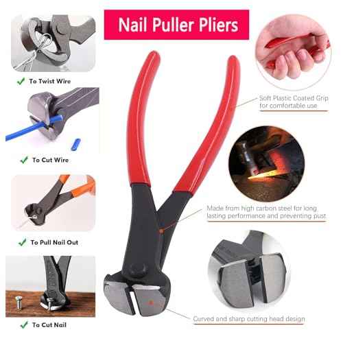Upholstery Staple Remover Tack Puller Nail Remover Tool Set Nail Puller Plier, Staple Puller, Tack Lifter, Fastener Remover, for Furniture Floor Wall Wooden Case Car Photo Frame (4 pcs)
