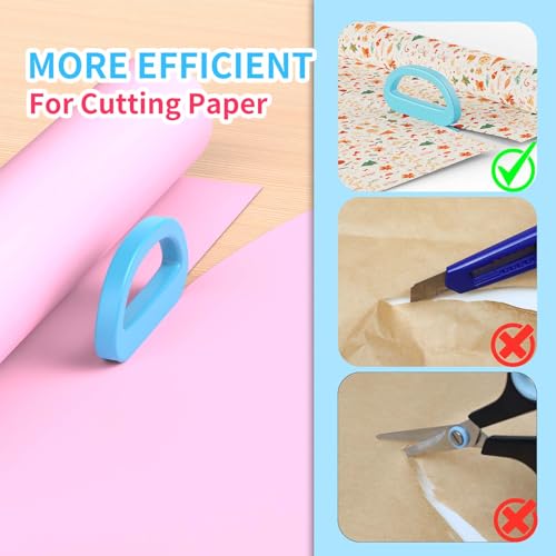 Dual Ended Gift Wrap Cutter 2-Pack with 4 Blades, Safe & Portable for Christmas & Birthdays