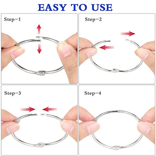Binder Rings,KASEMI 100pcs Book Rings Assorted Sizes (1,1.5,2 inch)