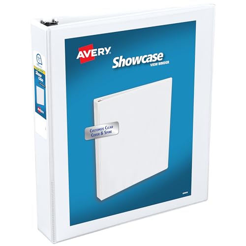 Avery Showcase 1.5-Inch Slant Ring Binder - White, Light Use, 375 Sheets