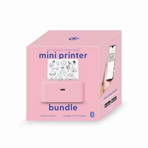 Core Innovations Wireless Mini Portable Inkless Thermal Printer & LabelMaker + Paper Pink