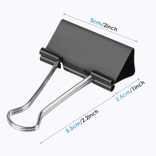 Ufmarine Extra Large Binder Clips 2'' (40 Pcs) - Heavy-Duty Paper Clips for Office