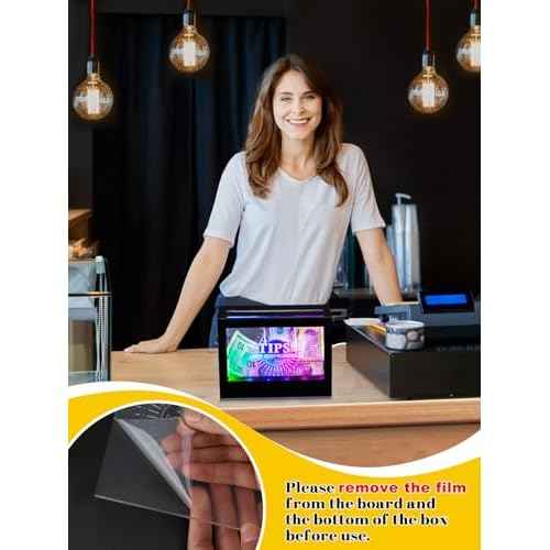 Light Up Tip Jar for Money - Acrylic Donation Ballot Box for Bartender with 2 Sign Holders, Re-mote, LED Light, Lock- Suggestion Box Tip Box for Restaurants Musicians Voting Charity, USB Powered