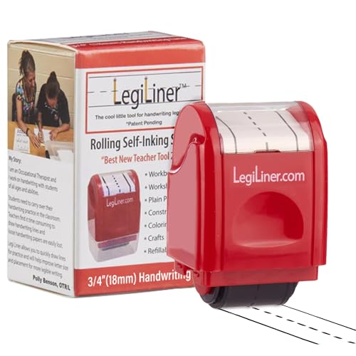 LEGILINER 3/4" Dashed Handwriting Line Teacher Stamp - Refillable Ink, Classroom & Home Use