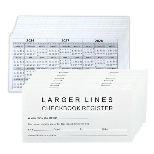 Dayvorax 12 Pack Checkbook Register 6" x 3" - Blank Ledger for Personal/Business, 2026-2028 Calendar