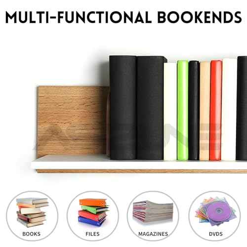 6Pairs Book Ends Hold Heavy Books Wood Bookends for Heavy Books Heavy Duty Walnut Book Ends for Men Wood Bookends for Office Desk Non-Skid
