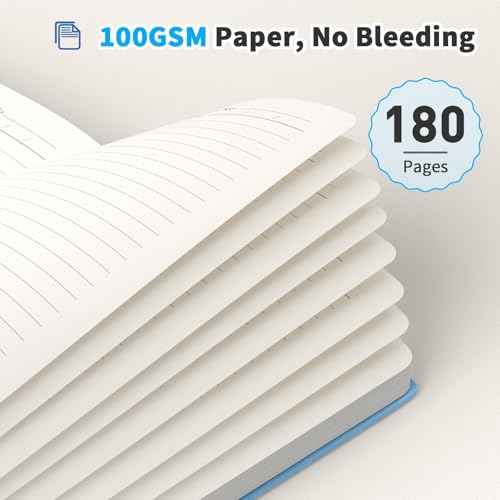 Oucaru Lined Journal Notebook, 2 Pack, 180 Pages, A5 Journals for Writing, 100 GSM Thick Paper, Small Notebooks Daily Journal for Women Men Work, Business, School, Travel Supplies
