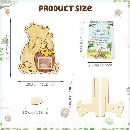 KAMUFA Bear Yellow Baby Shower Guest Book 65pcs Set for Expecting Moms