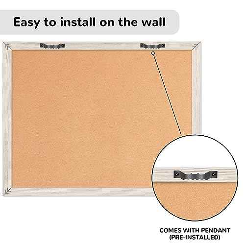 Monthly Whiteboard Calendar & Corkboard for Wall, Magnetic 17"x13" Dry Erase Board with White Wood Framed, 2in1 White Board Cork Board Combo, Calendar Bulletin Board for Kitchen Planner Memo Office
