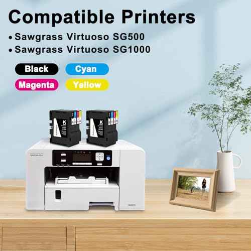 SG500 SG1000 Sublimation Ink Cartridge Compatible with Sawgrass Virtuoso SG500 SG1000 Printers 4-Pack Black, Cyan, Magenta, Yellow (B-Series)